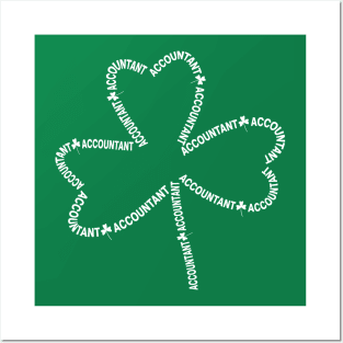 Accountant White Text Shamrock Posters and Art